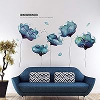 Vista 7 de RW-2003 Removeable 3D Blue Dream Flower Wall Pegatinas DIY Decoración de la pared del hogar, calcomanía de pared para despegar y pegar, murales