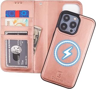 Bocasal for MagSafe Wallet Case Card Holder for iPhone 15 Pro Max Rose Gold