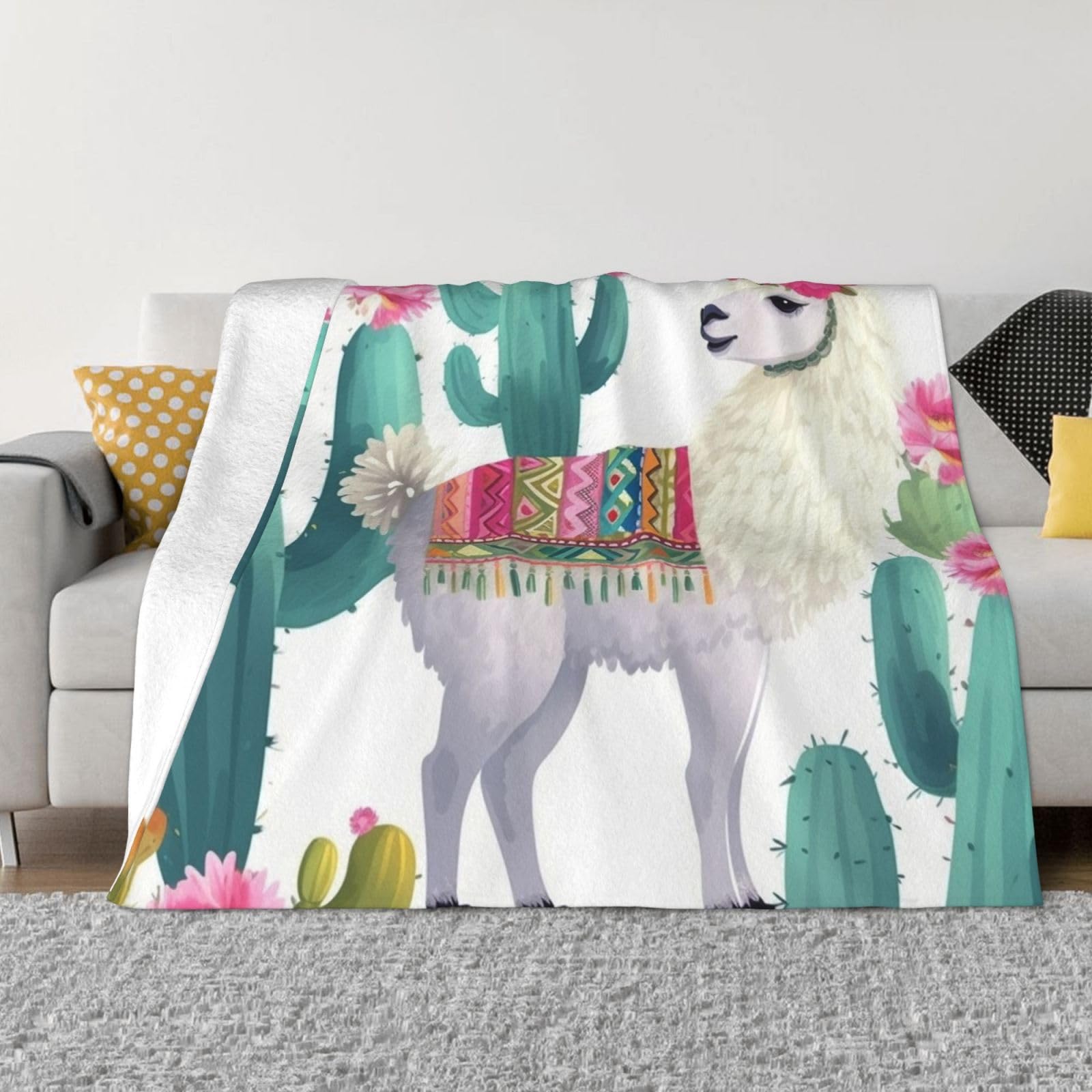 Plaid lama et fleurs un cocon de douceur double face pour des moments de tendresse en famille