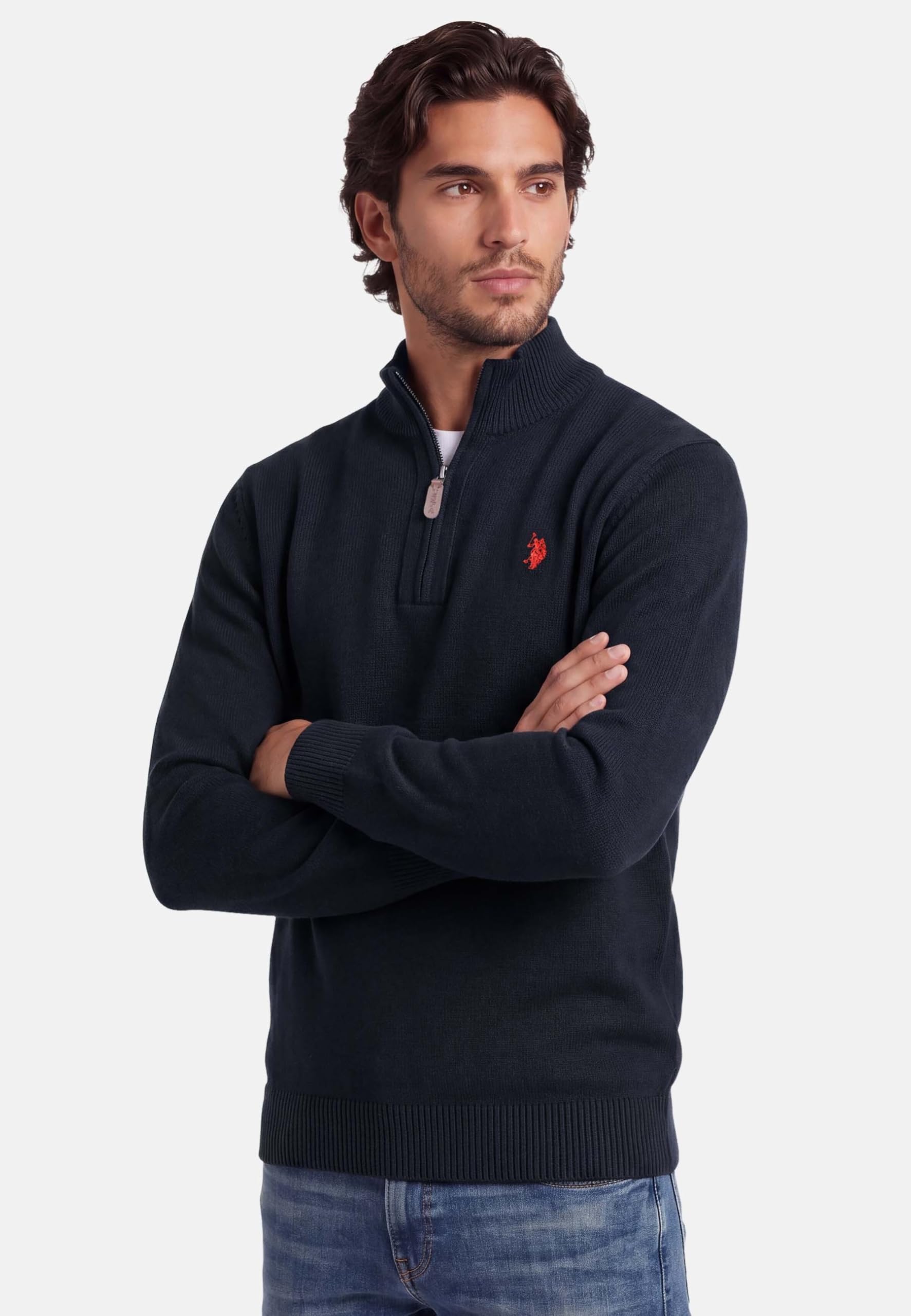 U.S. POLO ASSN. Herren Pullover (S-3XL) Troyer Shirt mit Reißverschluss und Stehkragen P011