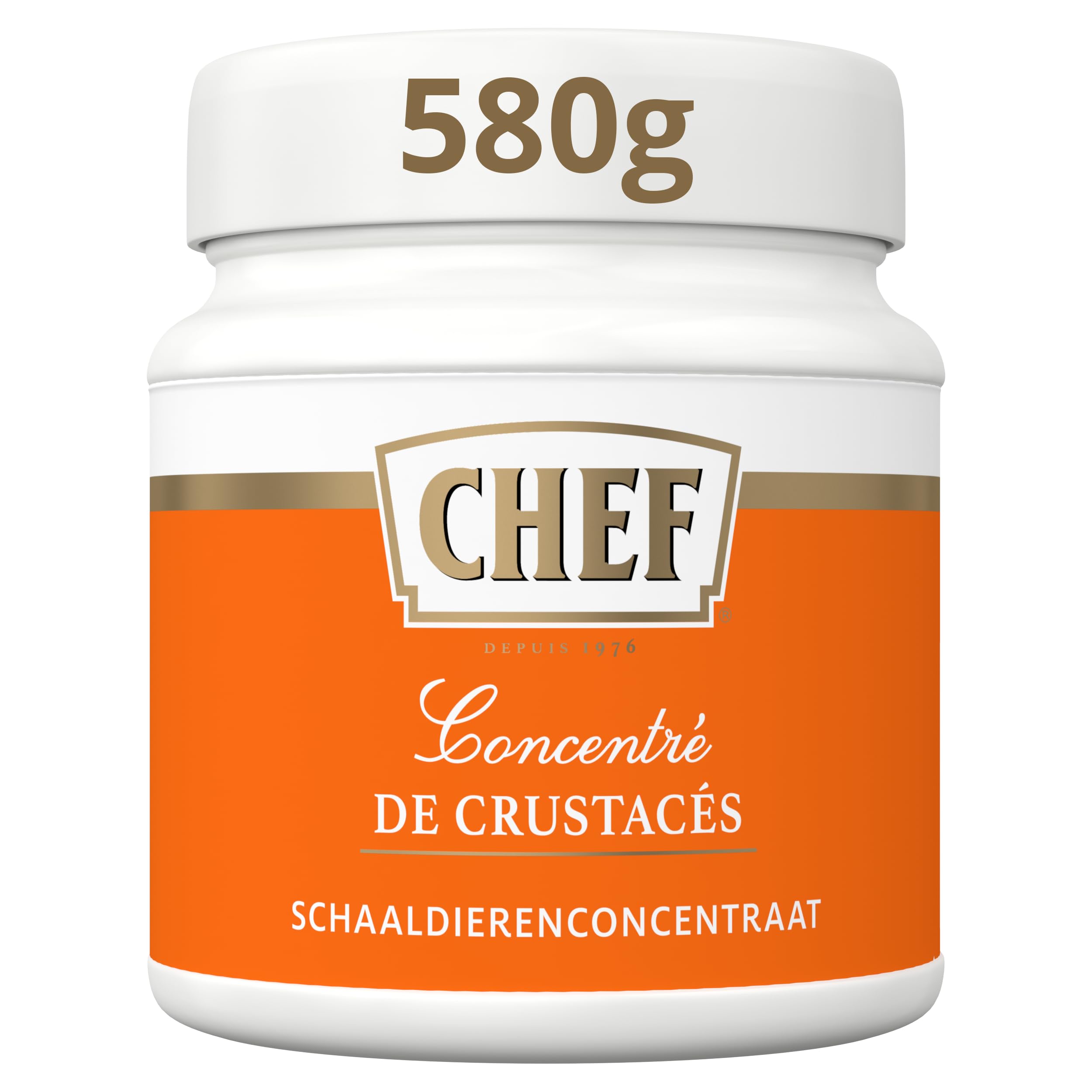 CHEF Concentré de Crustacés - En Pâte - En Liaison Chaude et Froide - Réhausse le Goût de Préparation de Crustacé - Aide Culinaire, Sauce, Fonds, Fumet - Pot de 580g pour 14,5L à 58L
