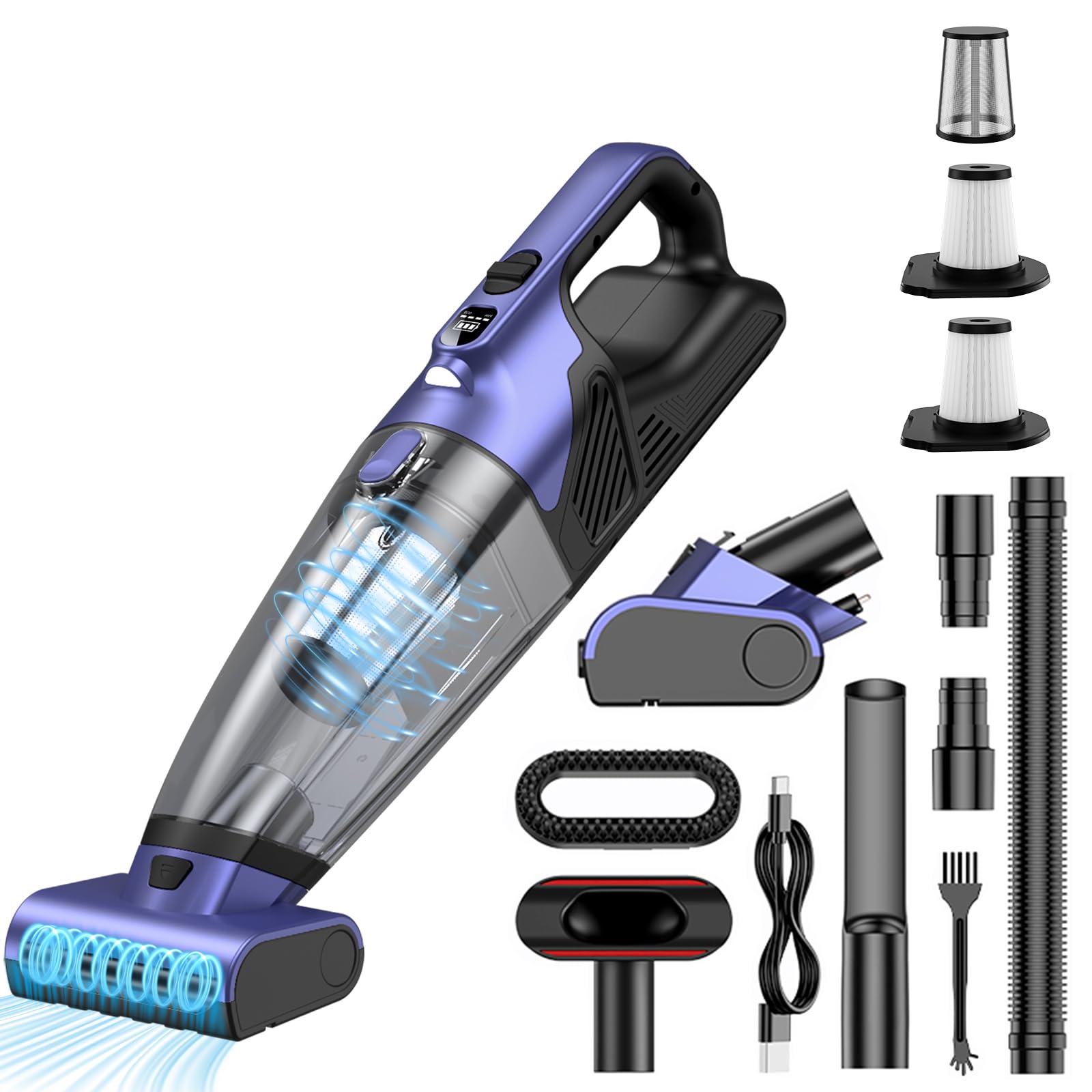 Handstaubsauger Akku 17000Pa Handstaubsauger Kabellos Autostaubsauger Stark Mini Staubsauger Tragbarer Handsauger USB Auto Staubsauger Ohne Kabel