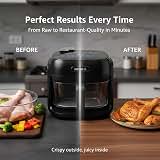 Boswell Glass Air Fryer 7.5QT, Transparent Glass Bowl, Black | Clear Bowl Air Fryer, Hot Air Circulation, Digital Touch Panel, Roast Bake for Fries, Chicken More Recipes — image 3