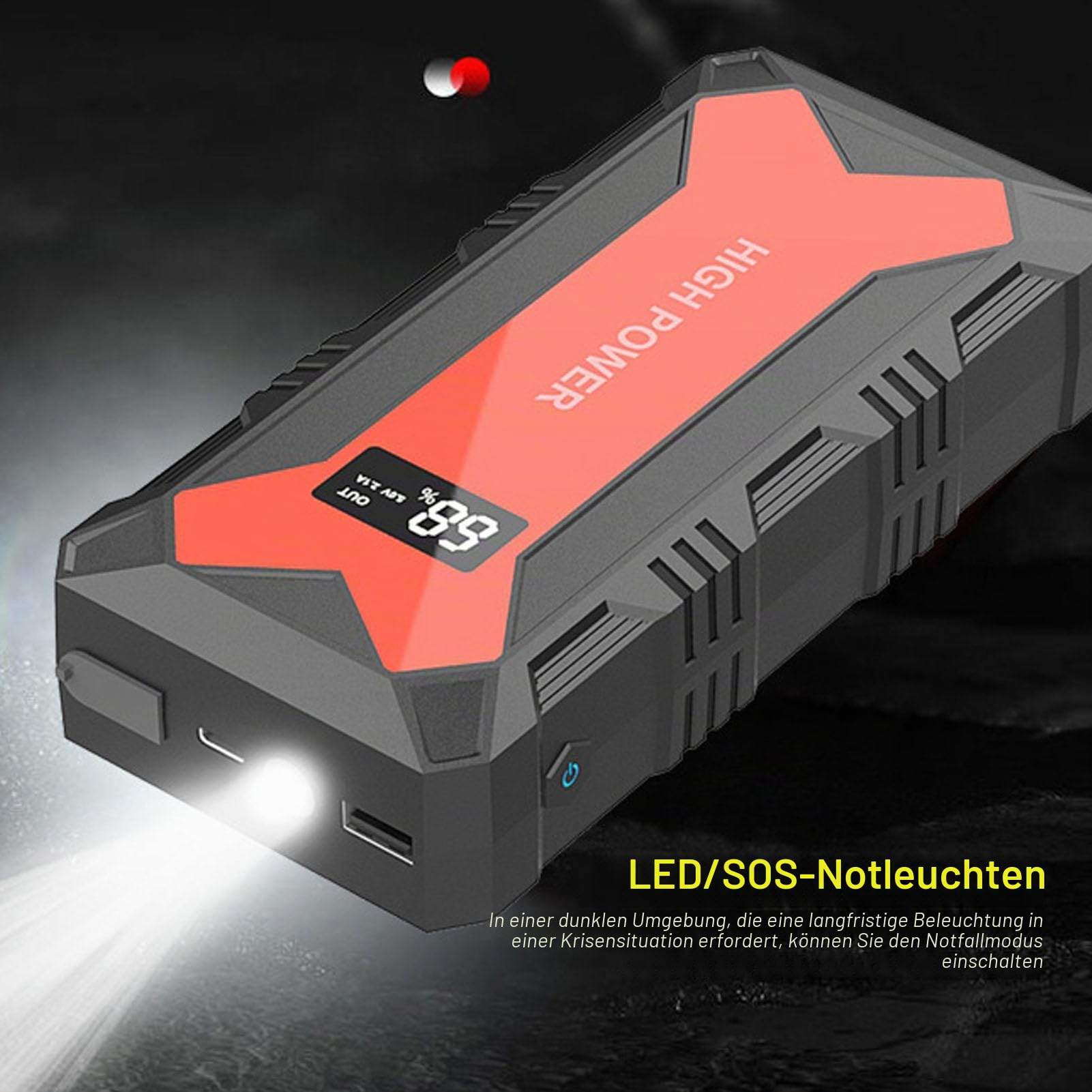 Tragbares 30000-mAh-Auto-Starthilfe-Netzteil, Schwer Entflammbar, Hohe Kapazität, Vielseitige Bank