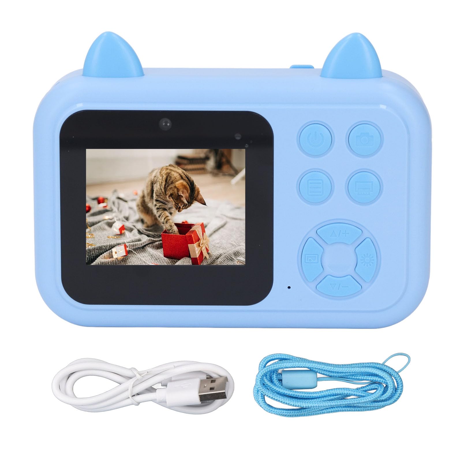 Cámara de Fotos para niños, 2.4 Pulgadas Pantalla 1080P HD Enfoque automático Cámara de Fotos Digital de Carga USB de impresión instantánea de la cámara para los niños (Blue)