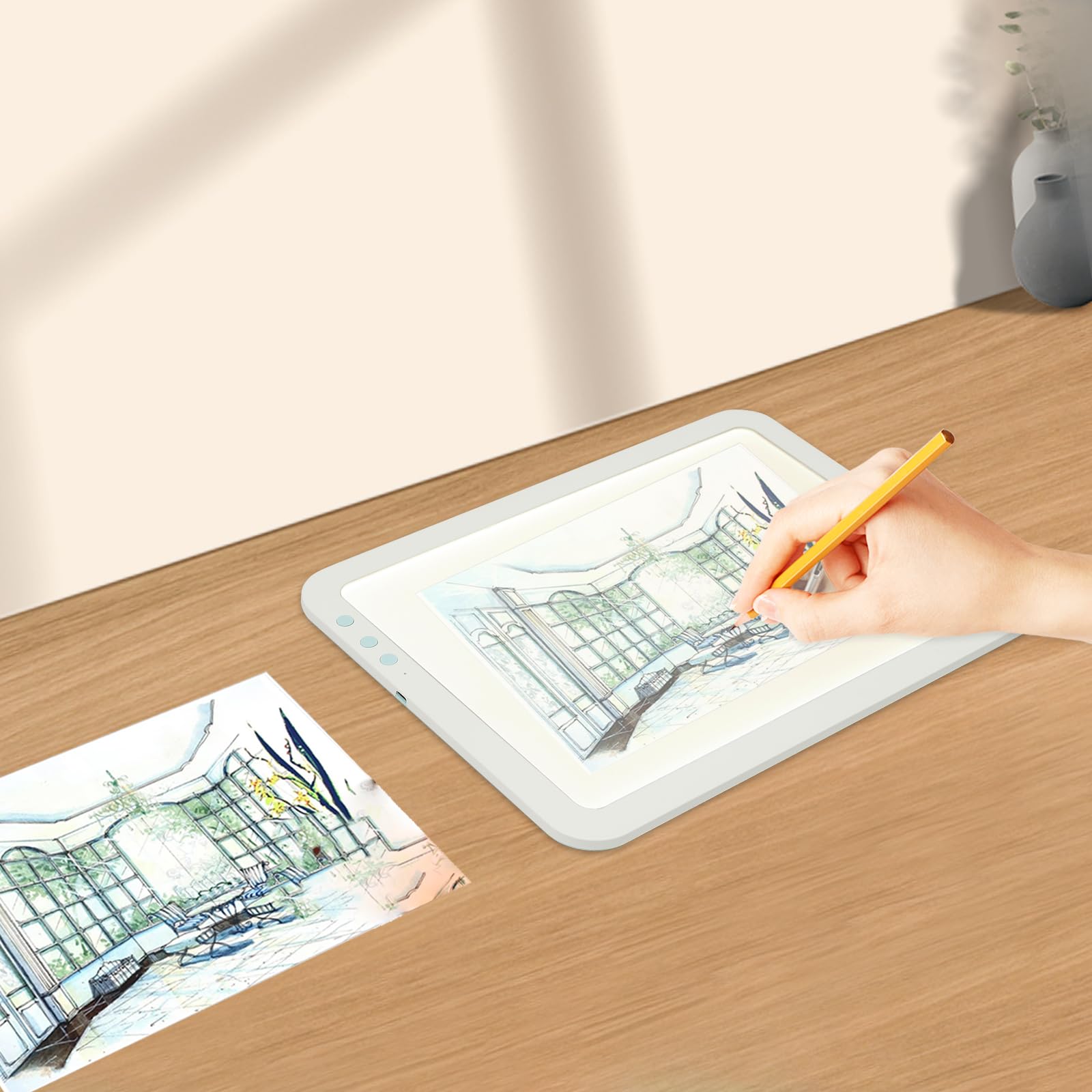 Light Pad, 3 Light Colors, 6 Adjustable Brightness, Memory Function, Rechargeable Battery, Standby 3 H, Suitable for Diamond Painting, Stencil Printing, 2D Animation