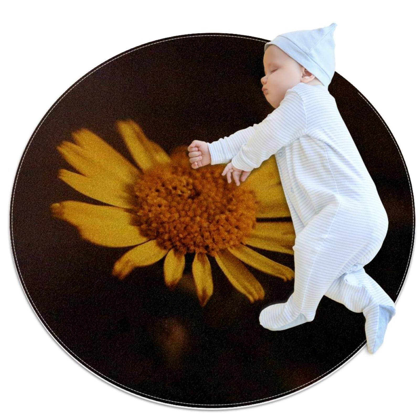 Tapis de salle de bain chrysanthème jaune pour chambre d'enfant doux