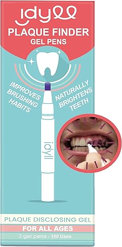 Bolígrafos de gel reveladores de placa para dientes, 150 usos, gel de tableta de revelación dental para niños y adultos, muestra placa, ayuda a