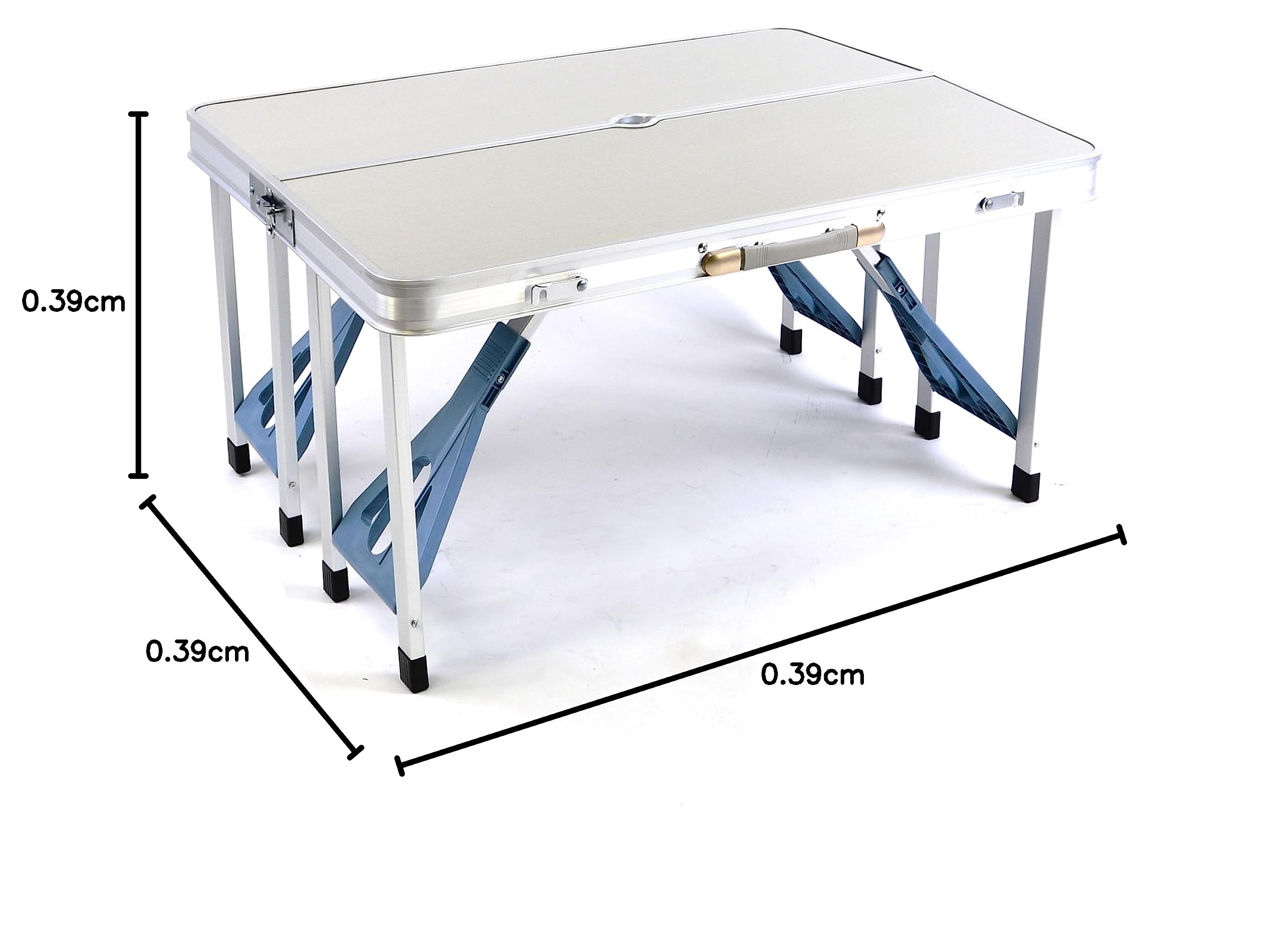 Nexos Trading Sitzgruppe Camping Aluminium Tisch 4 Hocker Stuhl Party klappbar Koffergarnitur Klappgarnitur Picknicktisch wetterfest 136x 85,5 x 67 cm 11 kg