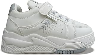 سنيكرز أطفال أبيض بلمسات زرقاء بتصميم عصري مريح (أبيض رمادى, 29)
