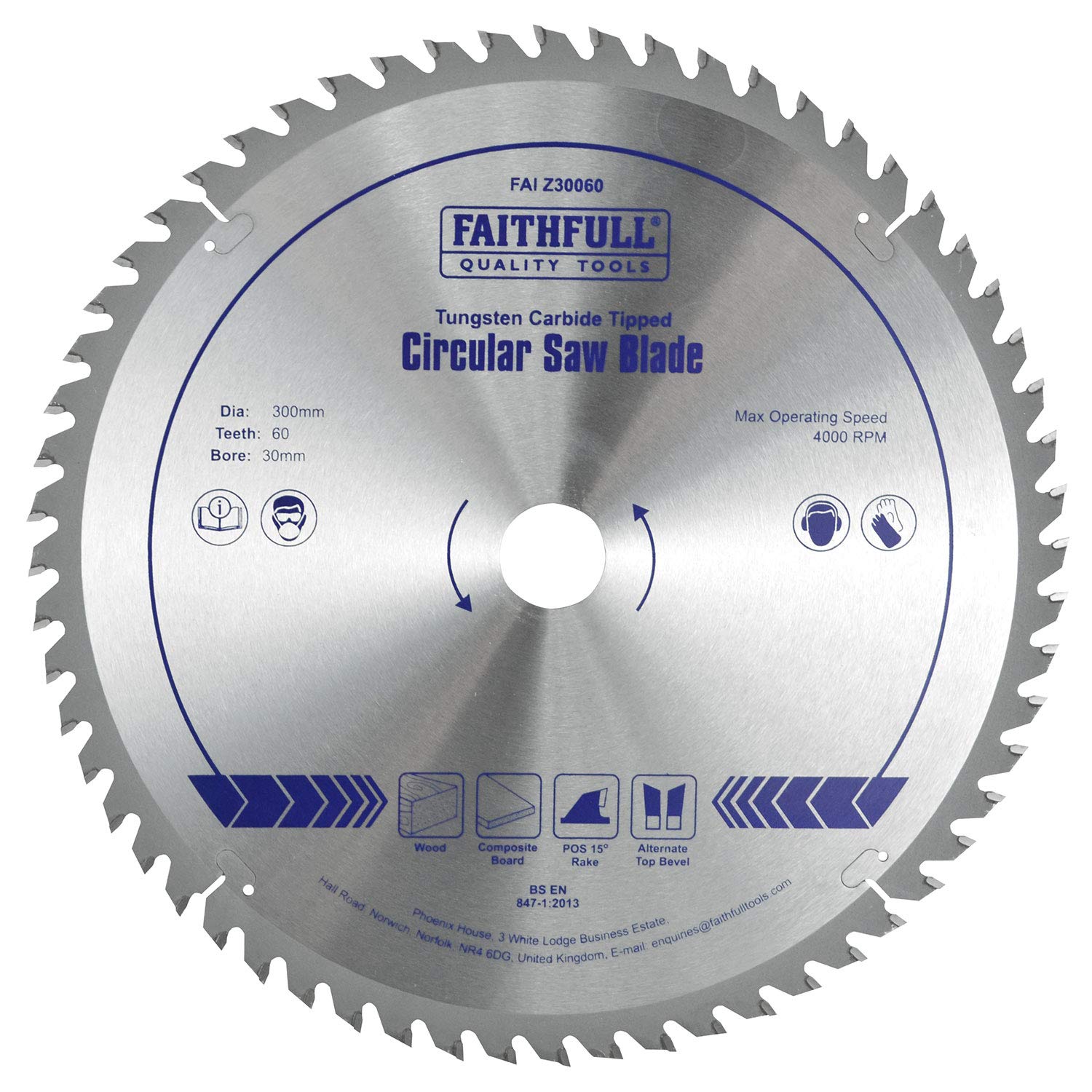 Faithfull Tct Circular Saw Blade 300 X 30Mm X 60T Pos