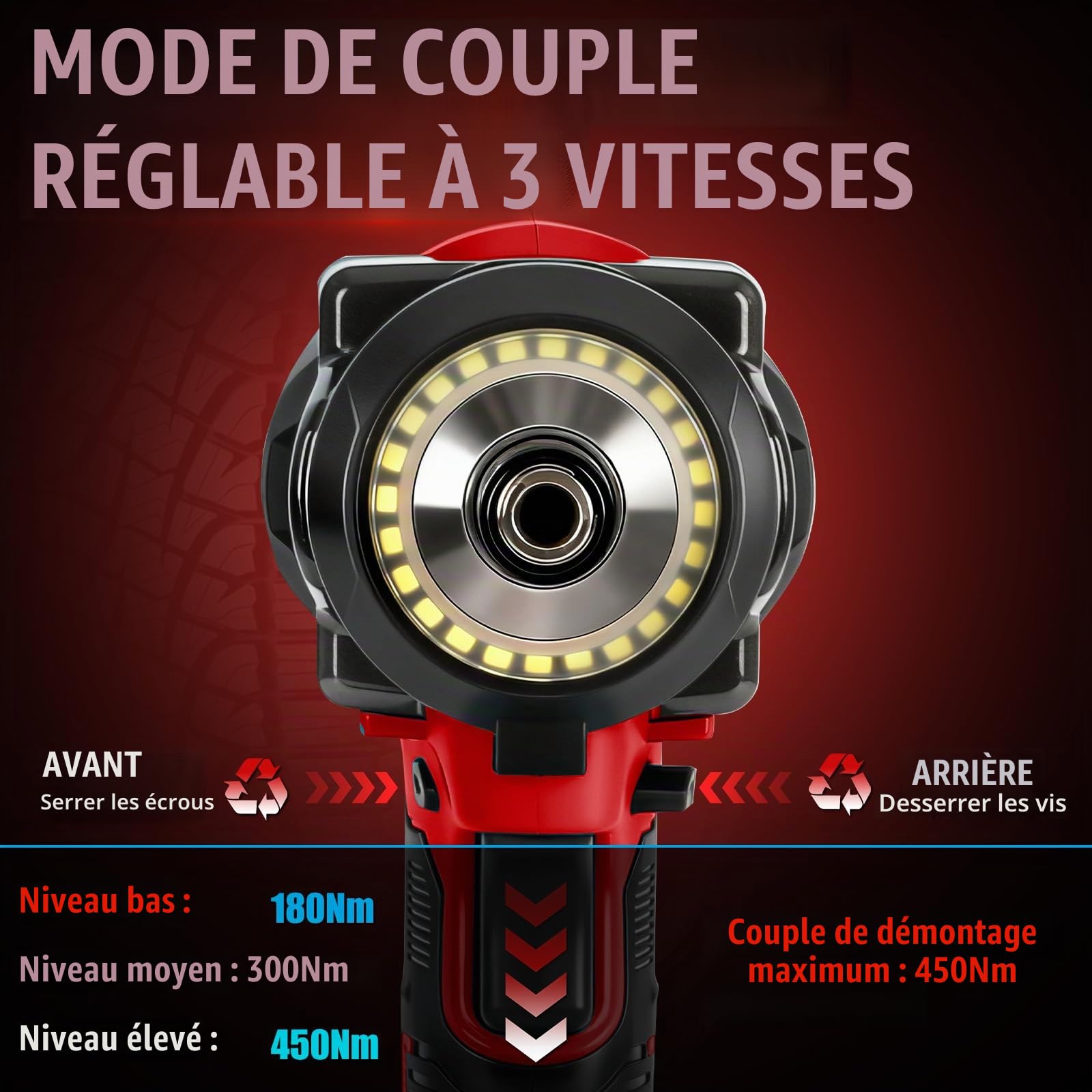Perceuse-visseuse à percussion 1/4" pour Milwaukee 18 V(sans batterie) | Roadtime 2400R tige hexagonale sans balais 450N, 3 vitesses et 2 vitesses inversées, avec LED et 13 Accessoires
