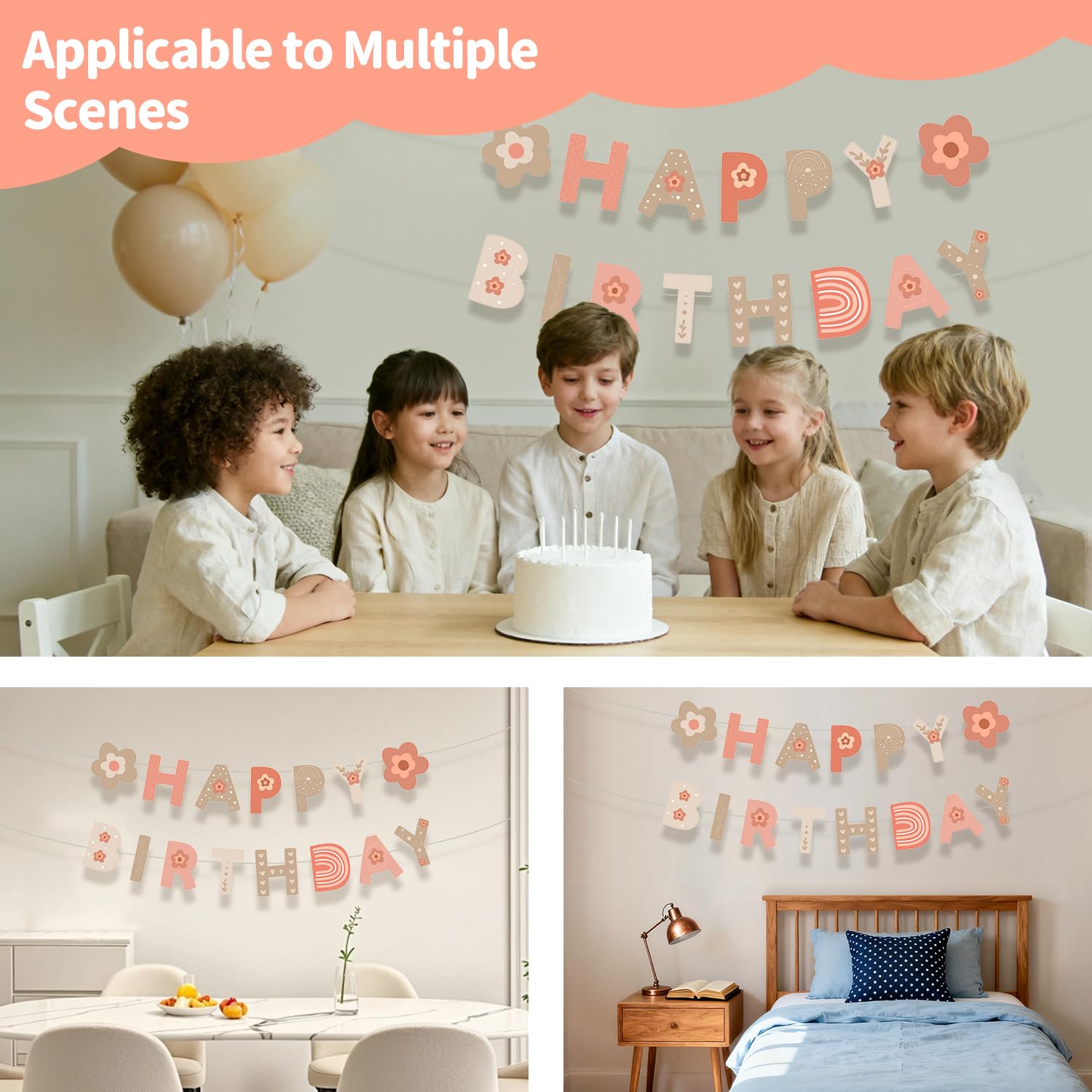 Guirlande de papier pour joyeux anniversaire, drapeaux de banderole en