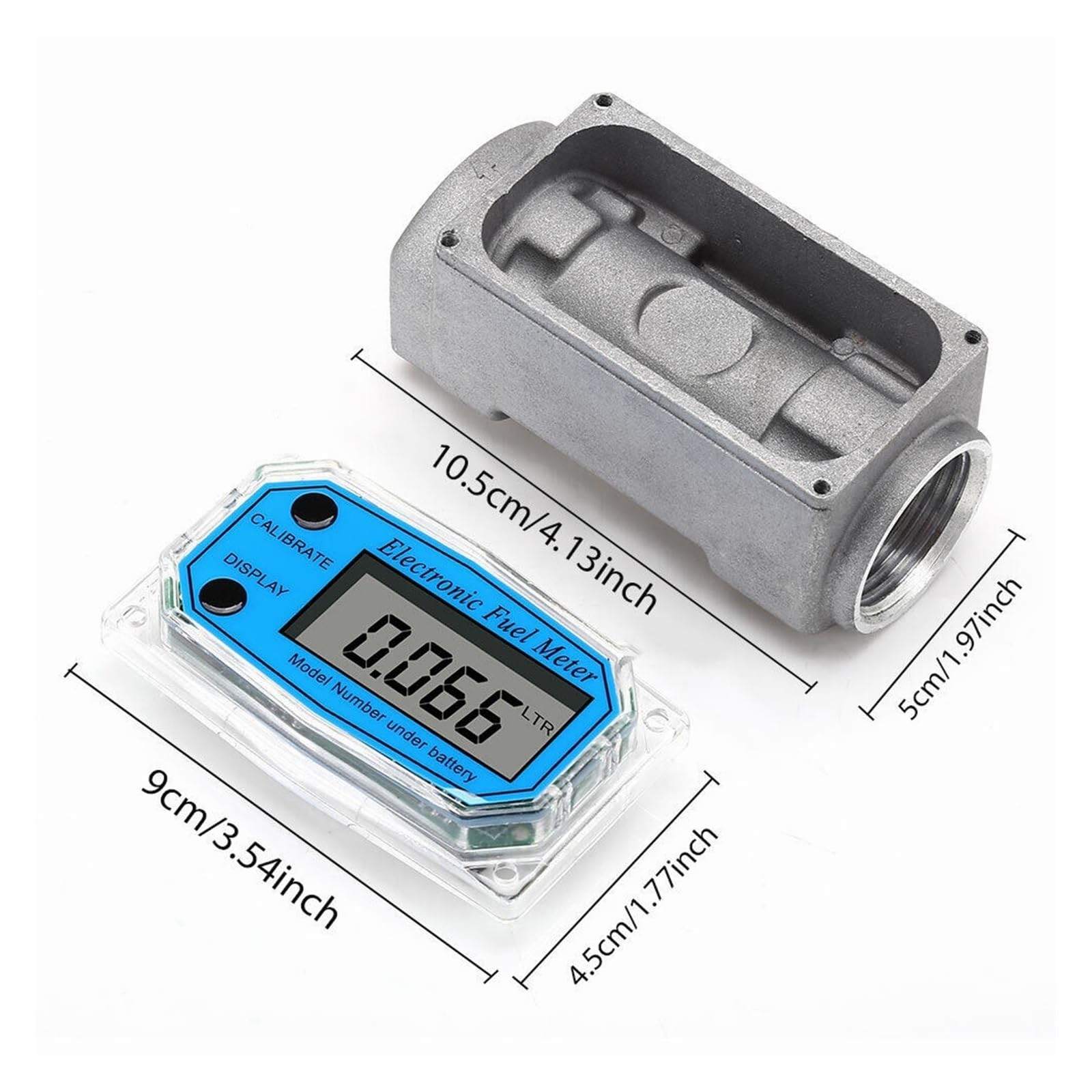 Wasserdurchflussmesser Digitaler Durchflussmesser, Durchflussmesser 1"NPT LED-Ziffer-Kraftstoffzähler, PCB-Durchflussanzeige-Sensorzähler