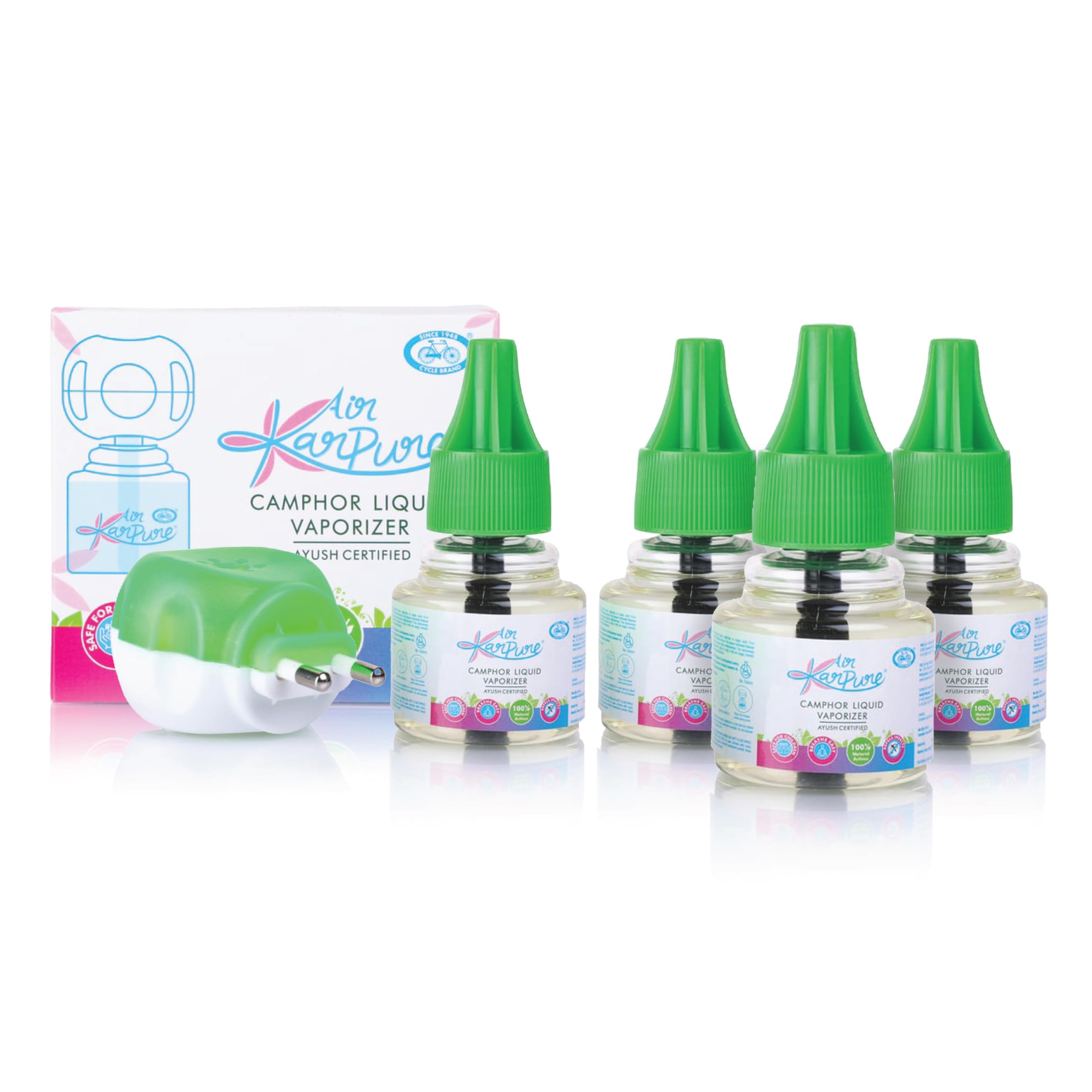 Cycle Pure Karpure Camphor Mosquito Repellent 1 Machine with Refill + 3 Refill Packs, 45 ML each | Mosquito Liquid Vaporiser | Ayush Certified | Baby & Skin Safe, Pet Friendly-image-49