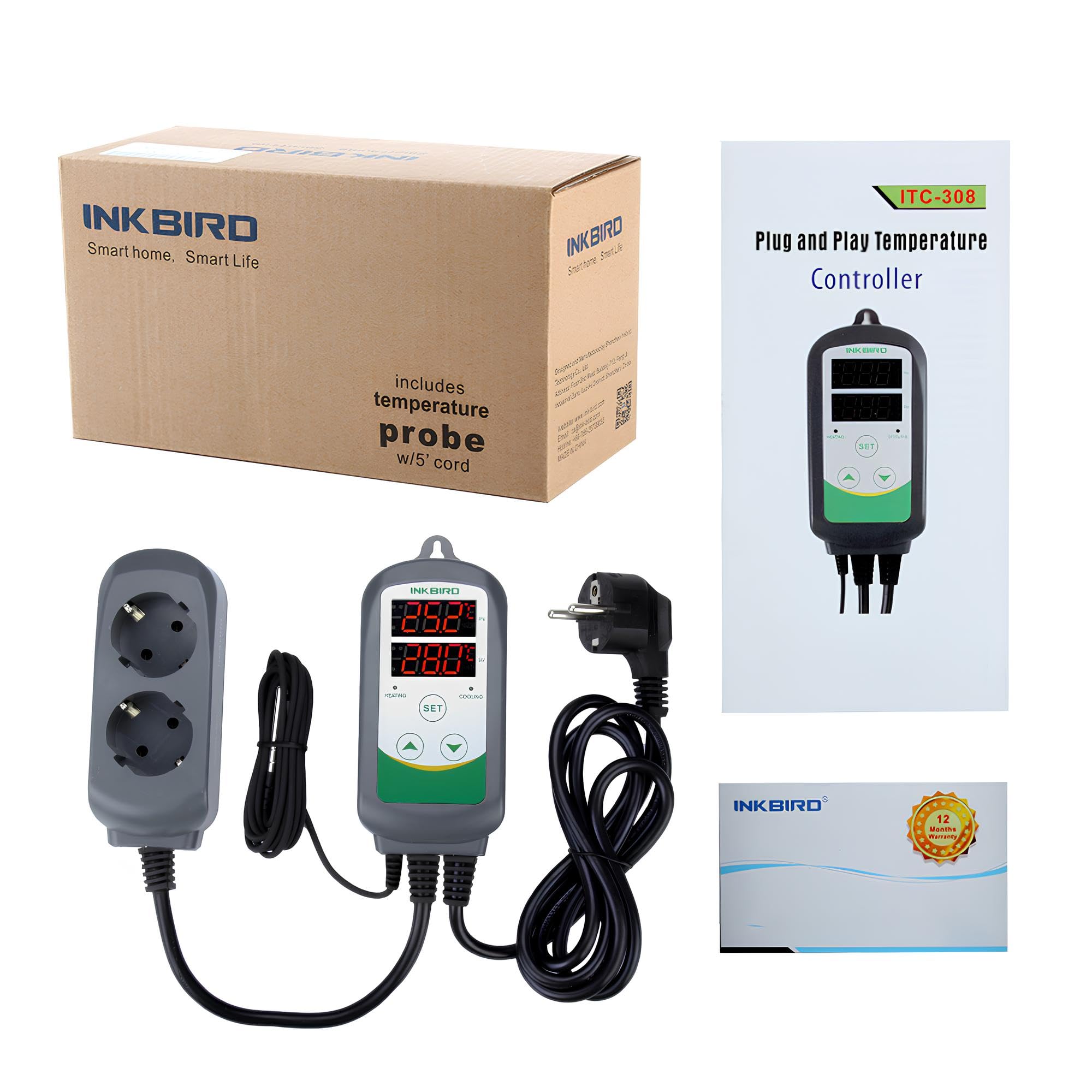 Thermorregulador Inkbird ITC-308S Controlador digital para calefacción y refrigeración