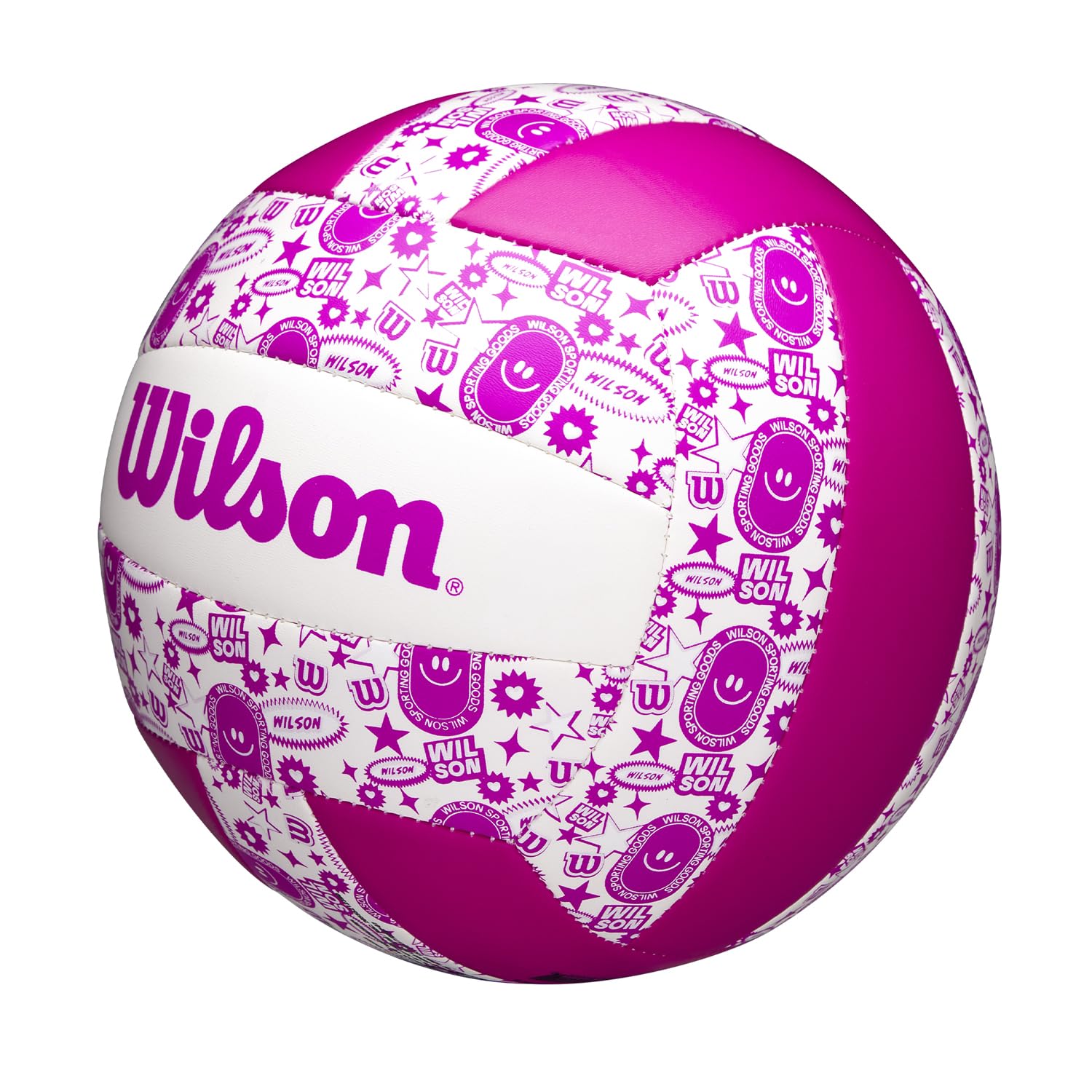 Wilson Pelota de Voleibol Stamp, Cuero Sintético, Tamaño Oficial, Morado y Blanco