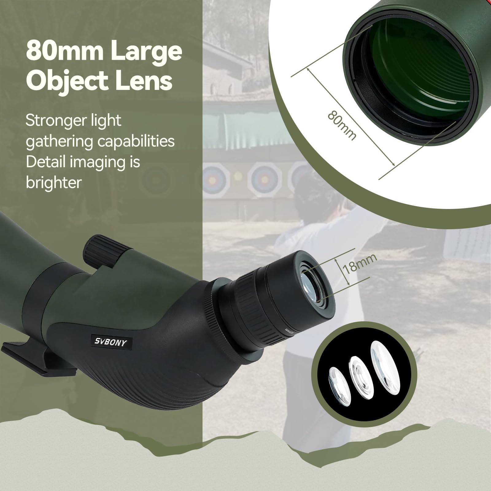 Svbony SA412 Spektiv 20-60x80mm HD FMC Spektiv mit 1,25 Zoll Okular Stativ Telefonadapter Fernbedienung