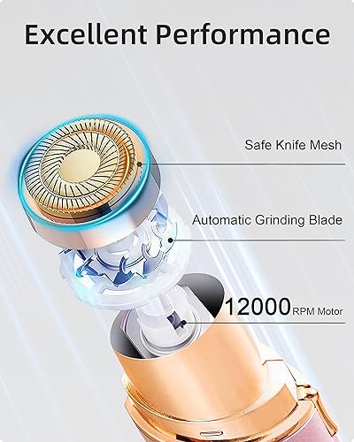 Miniatura 5 de Depilación facial para mujeres, removedor de vello facial sin dolor con 2 cabezales de repuesto, tamaño de lápiz labial, recargable por USB,