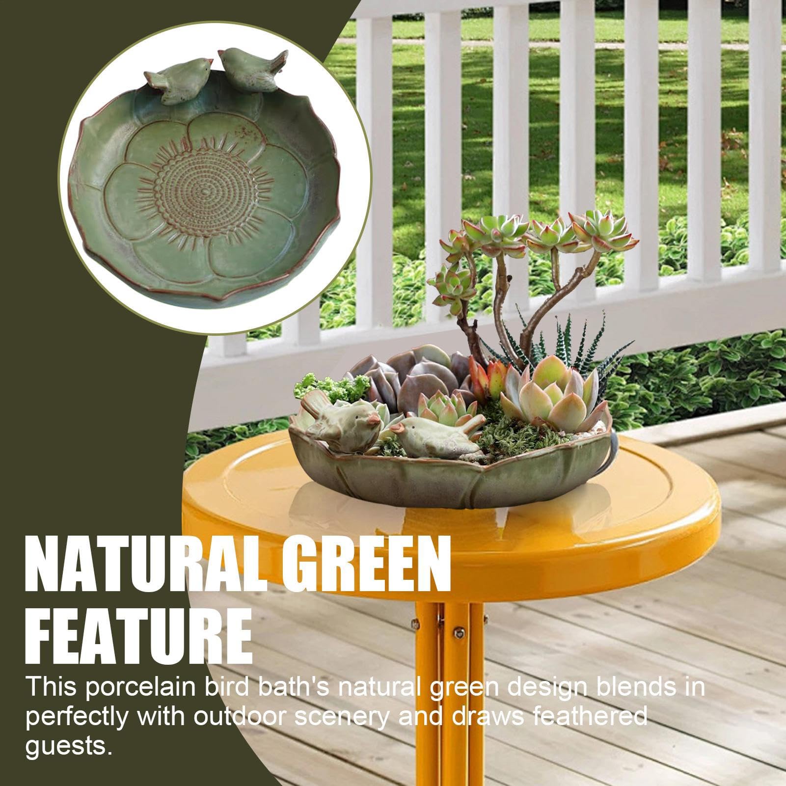 Vasca per uccelli in ceramica per esterni, ciotola decorativa da giardino per esterni, multifunzionale, mangiatoia per uccelli da pavimento, per farfalle, colibrì, pappagalli