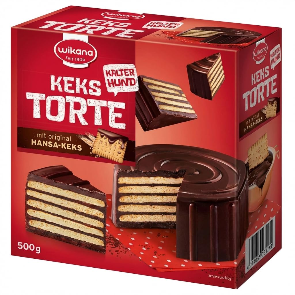 Wikana 6x Kekstorte Kalter Hund 500g – klassische Schokoladen-Kekstorte & nostalgischer Genuss – Original Rezept – fertige Kuchenspezialität im Vorratspack