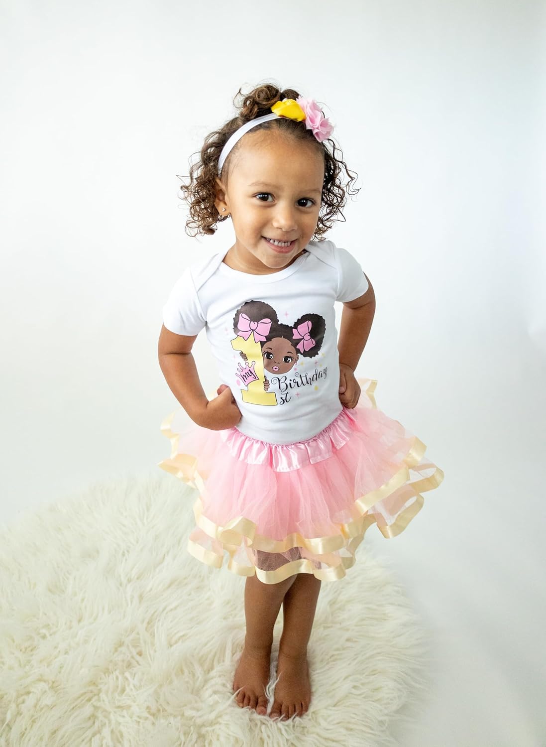 Luke & Lulu First Birthday Outfit Girl Gracie Theme – Baby Girl 1st Birthday Outfit with Pink Tutu & Headband – Sizes 9M–24M