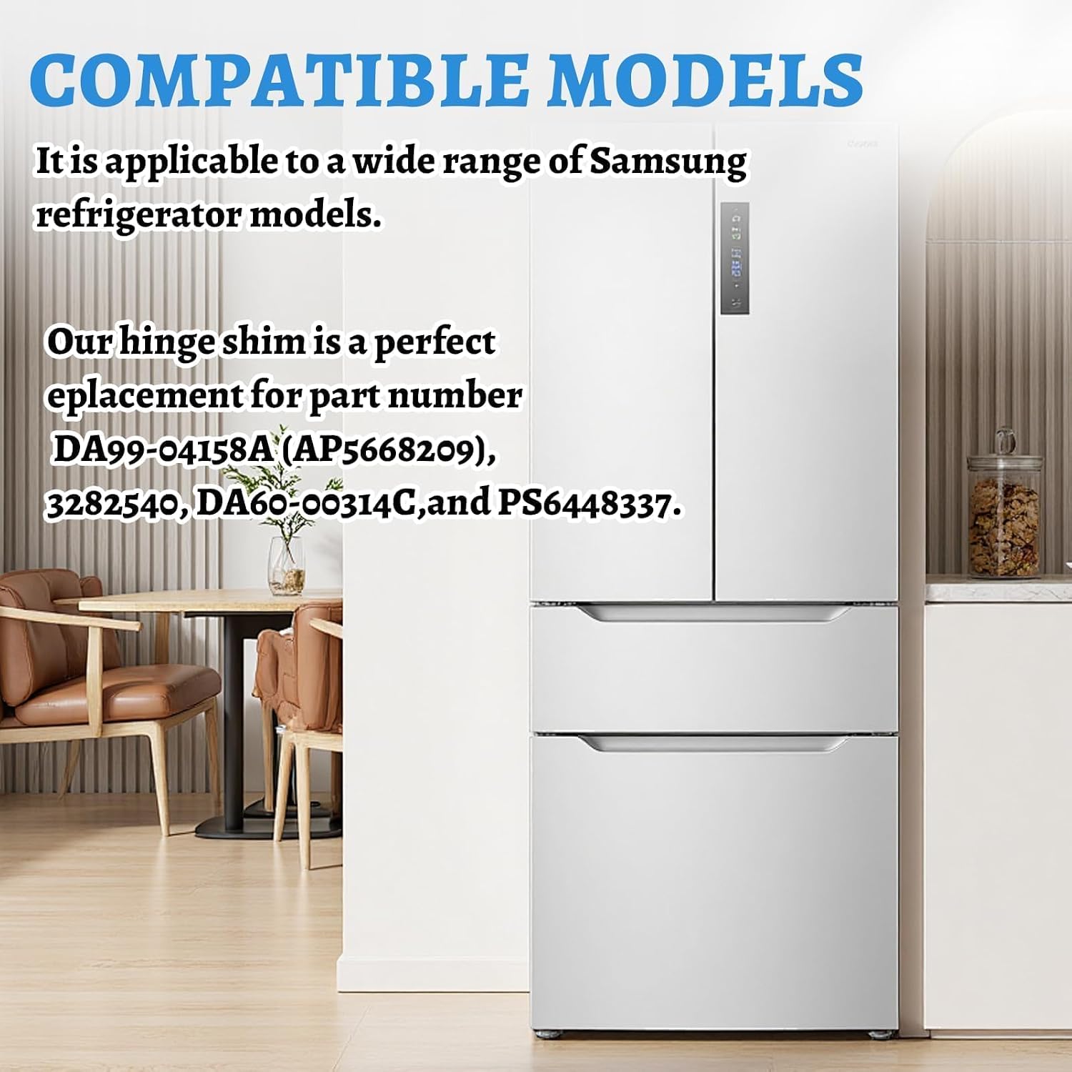 Upgraded DA99-04158A Refrigerator Door Hinge Shim Kit, Height Adjustment Spacer Set Compatible with Samsung and Kenmore Elite Models, Fridge Replaces Parts (12)