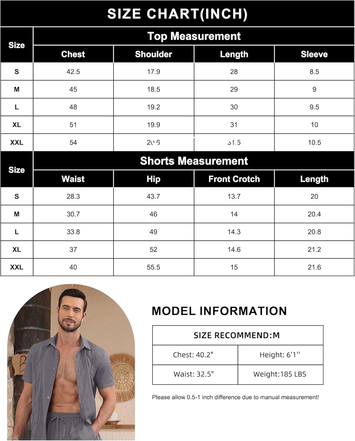 YTD Men's 2 Pieces Shirt Sets Short Sleeve Casual Button Down Hippie T-Shirts Shorts Sets Summer Fashion Beach Outfits - Image 6