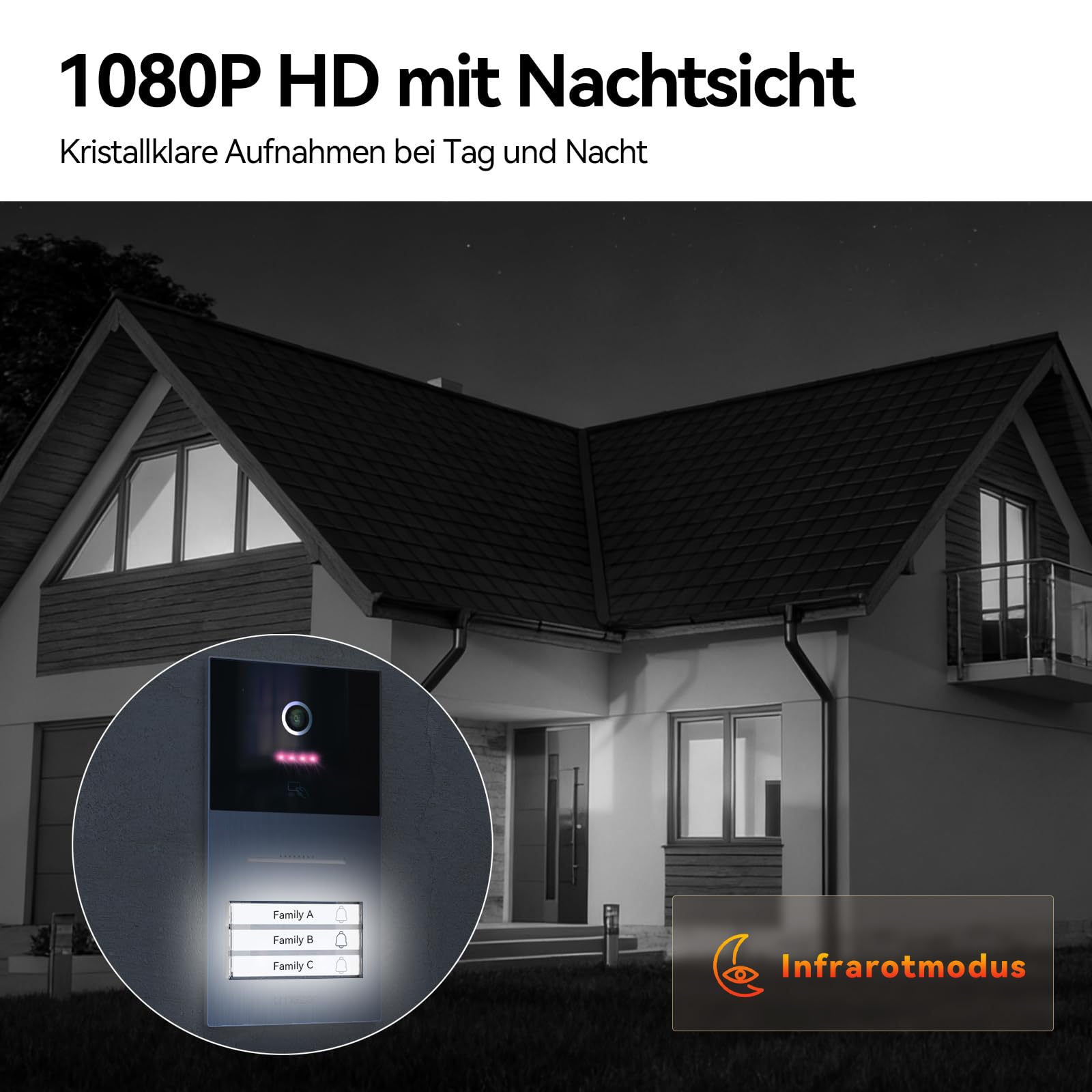 TMEZON WLAN Video Türsprechanlage 3-familienhaus, 7''IP Farb-Touchscreen mit 1080P Metalldoorbell, 2-Draht Installation,Zwei-Wege-Audio,Personenerkennung,3 Entsperrmethoden & App-Steuerung