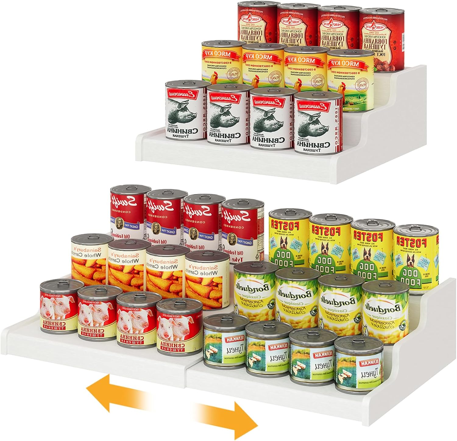 Expandable Bamboo 3-Tier Can Rack Organizer for Pantry & Kitchen