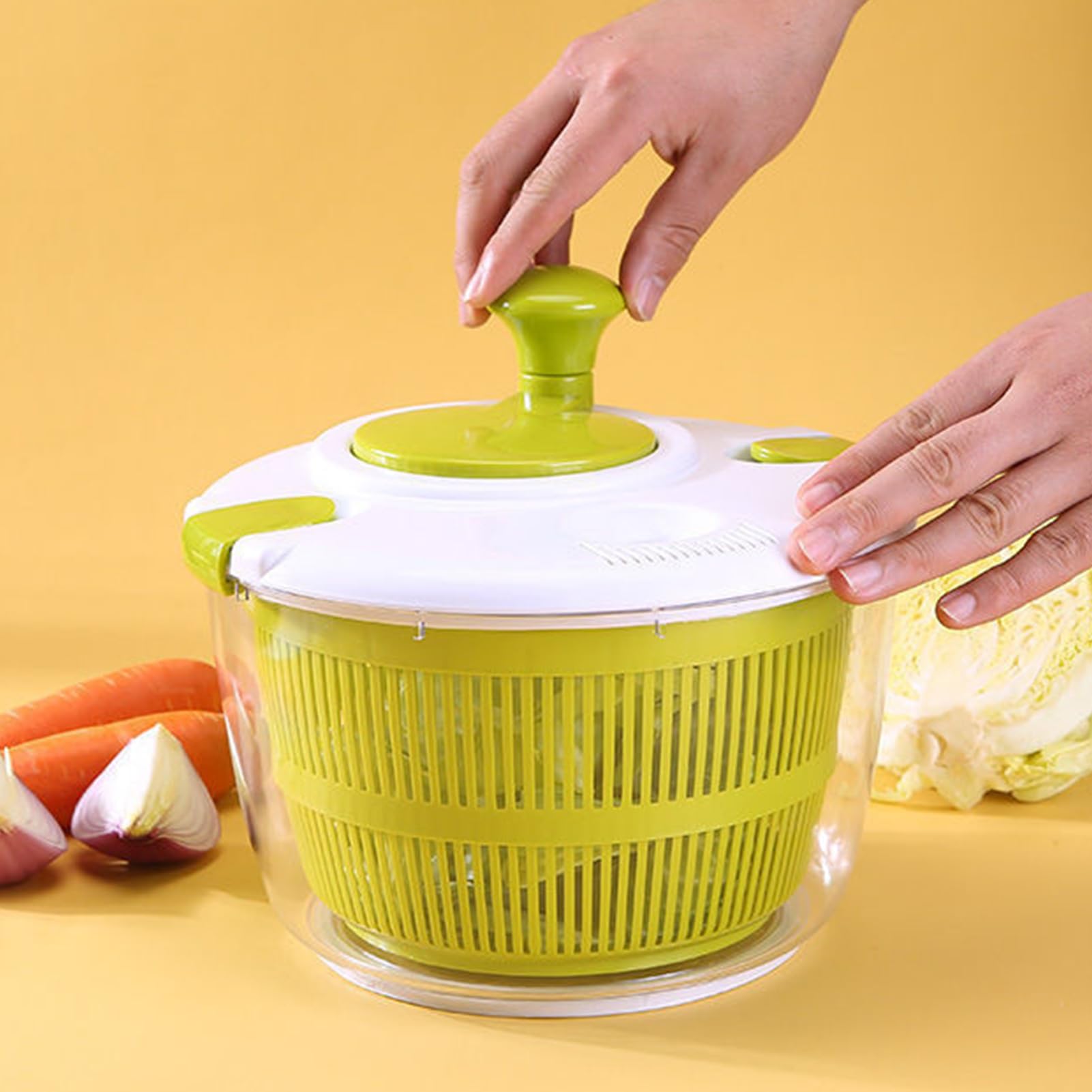 Salatschleuder Obst Gemüsewaschmaschine mit Deckel,Abnehmbarer Abtropfkorb