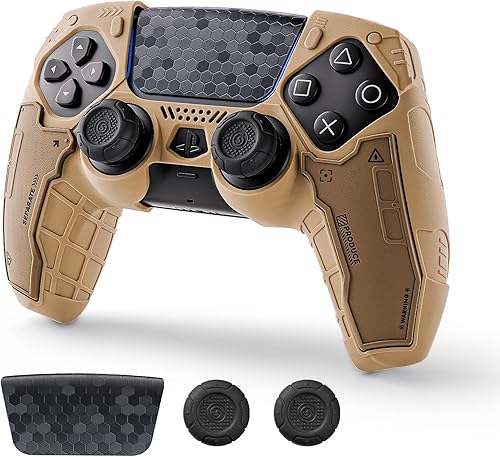 Vista 8 de GeekShare G.S.TAC Tactical PS5 Controller Skin Set, Anti-Slip Silicone Protective Cover Skin Case for PS5 Wireless Controller with 2 Thumb Grip Caps