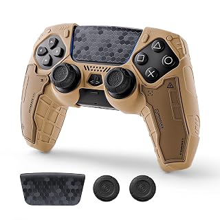 GeekShare G.S.TAC Tactical PS5 Controller Skin Set, Non-Slip Silicone Cover Compatible with PS5 Wireless Controller, 2 Thumb Grips & 2 Stickers, Compatible with Monster Hunter Wilds (Desert Yellow) - Amazon product rated Grade A