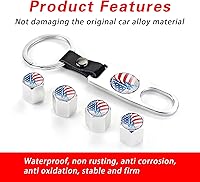 Vista 5 de Pack-4 Tapones de vástago de válvula de automóvil, tapones de aire para neumáticos con llave, cubiertas de sellado, universales para la mayoría