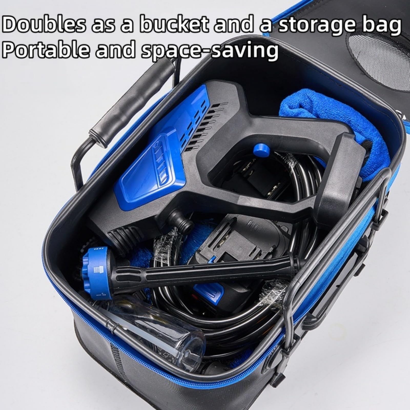 Hidrolimpiadora Inalámbrica 21V Pistola Lavado Coche Portátil Batería Extraíble Boquilla 6 Modos Manguera 5m Autoaspirante para Coche Terraza Jardín Limpieza Doméstica Exterior