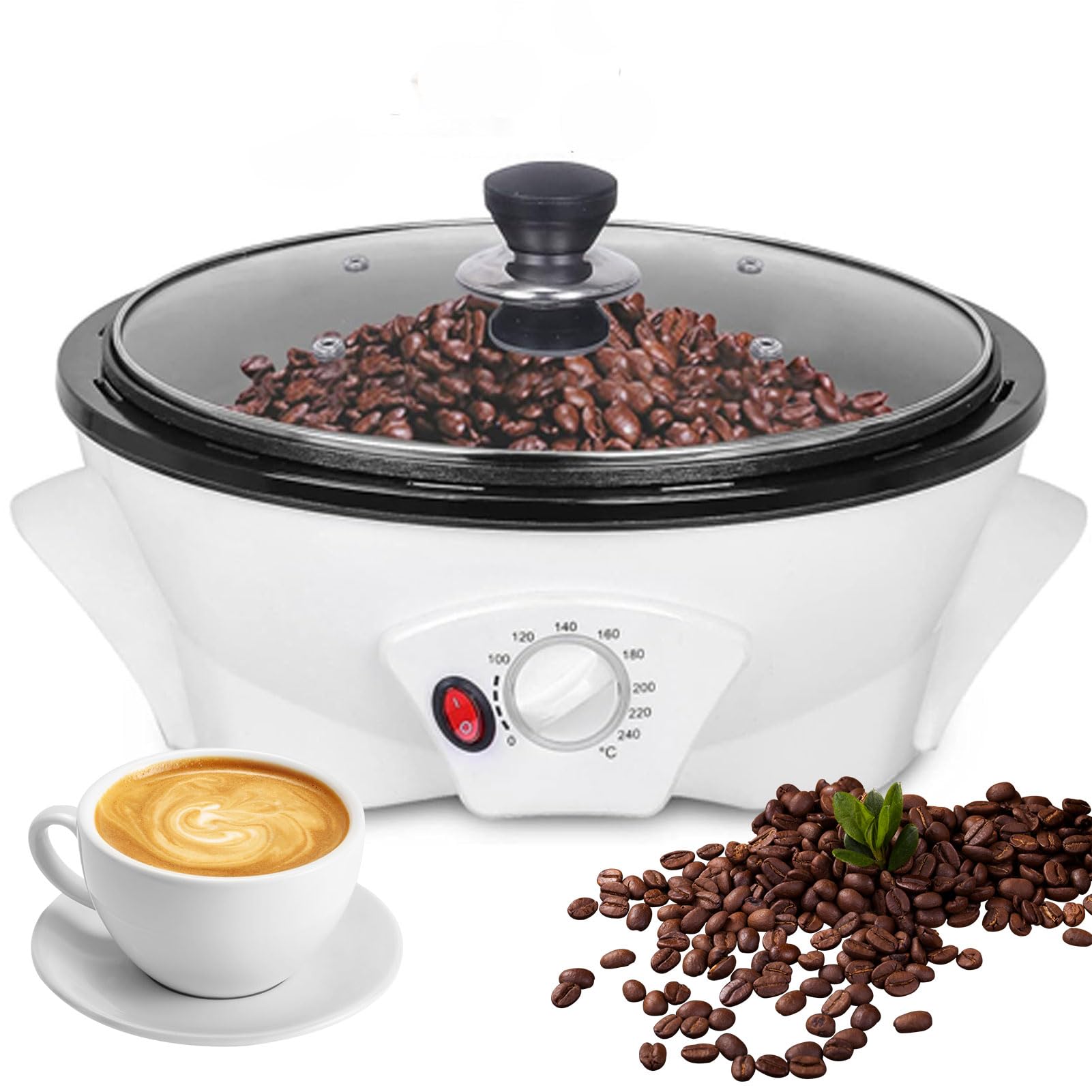 GYKOZY Coffee Roaster Machine, Electric Coffee Bean Baker with 0-240℃ Temperature Adjustable, Stainless Steel Roasting Machine for Baking Coffee, Raw Beans