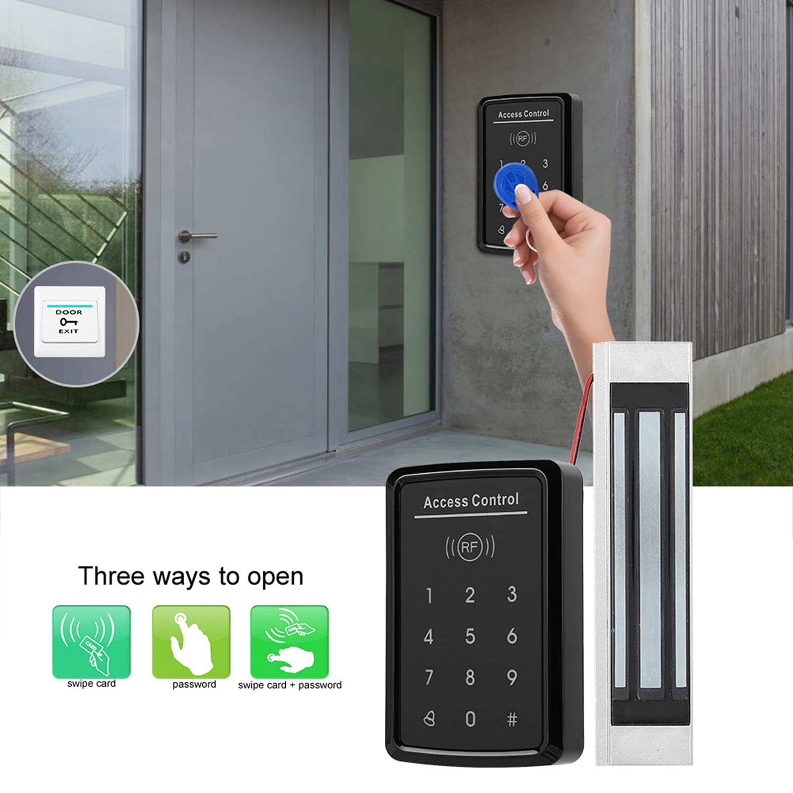 Hidyliu Système de Contrôle D'accès à Serrure électromagnétique de 180 Kg avec écran Tactile et Gestion des Utilisateurs pour Une sécurité Améliorée