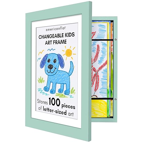 Americanflat Kids Artwork Frame Changeable (Seafoam Green) - Magnetic Door