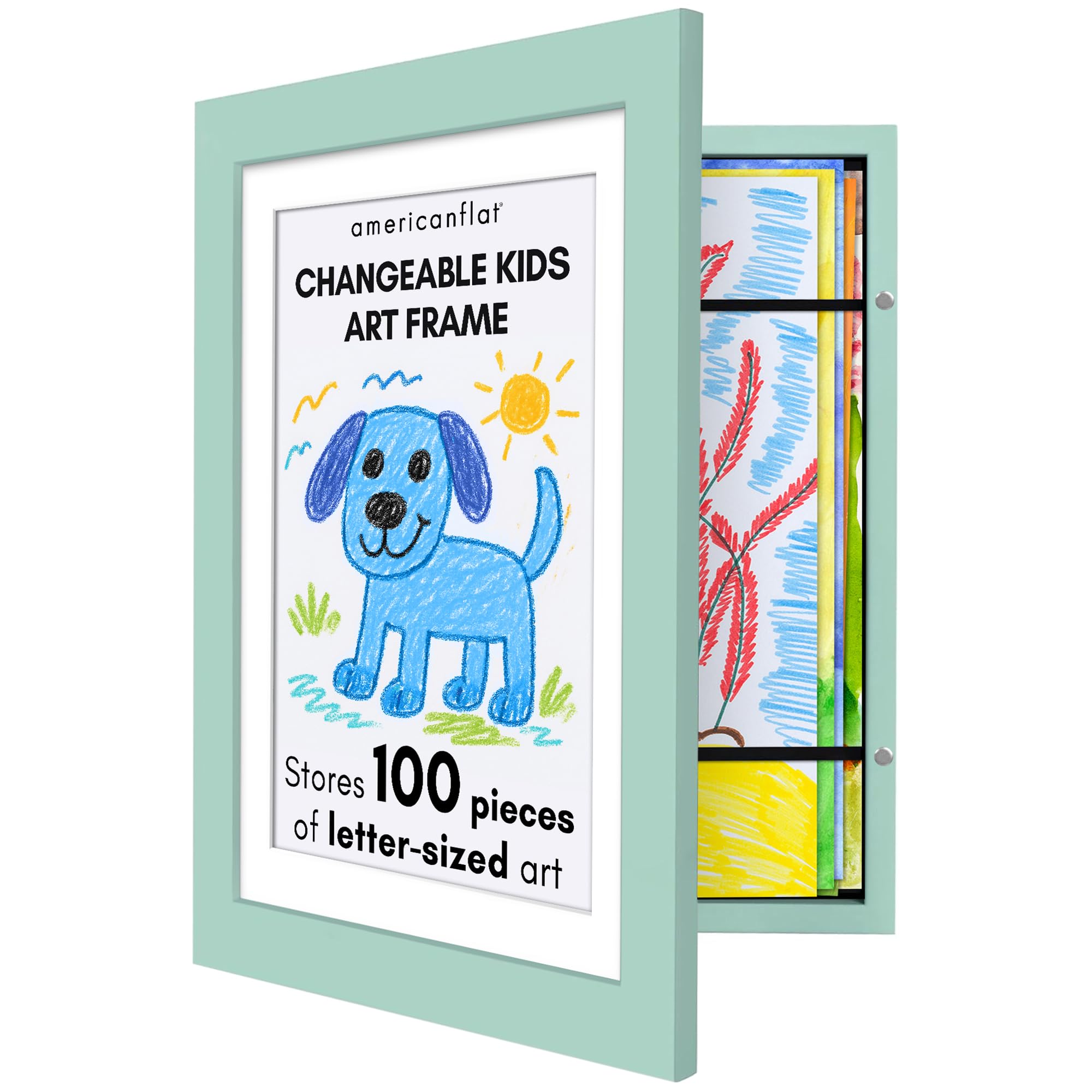 Americanflat 8.5x11 Changeable Kids Art Frame - Seafoam Green