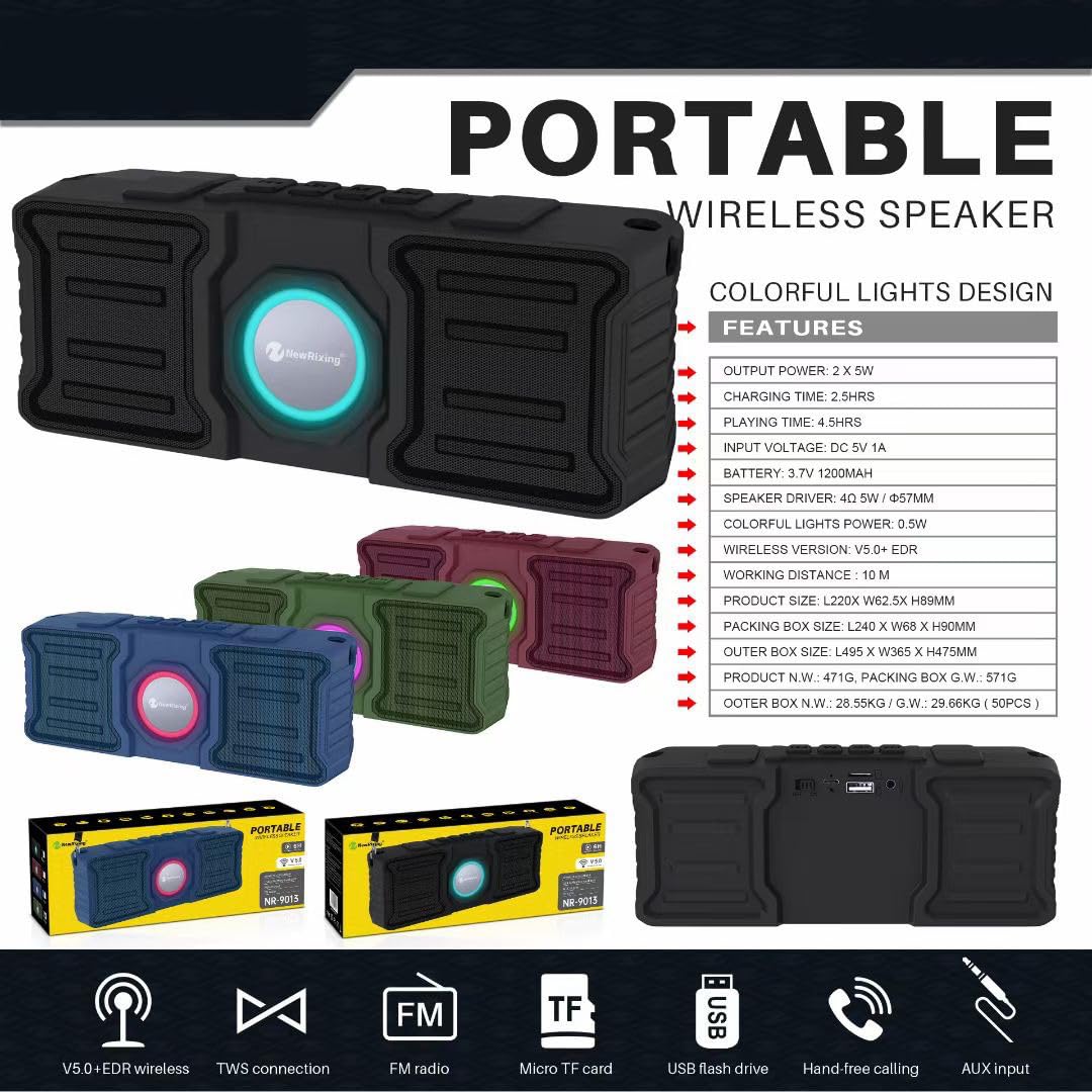 Przenośny bezprzewodowy głośnik Bluetooth z dźwiękiem stereo i mocnym basem, wodoodporność IPX7, podwójne parowanie Bluetooth 5.0 - idealny do domu, pod prysznic, na zewnątrz, plażę, imprezę