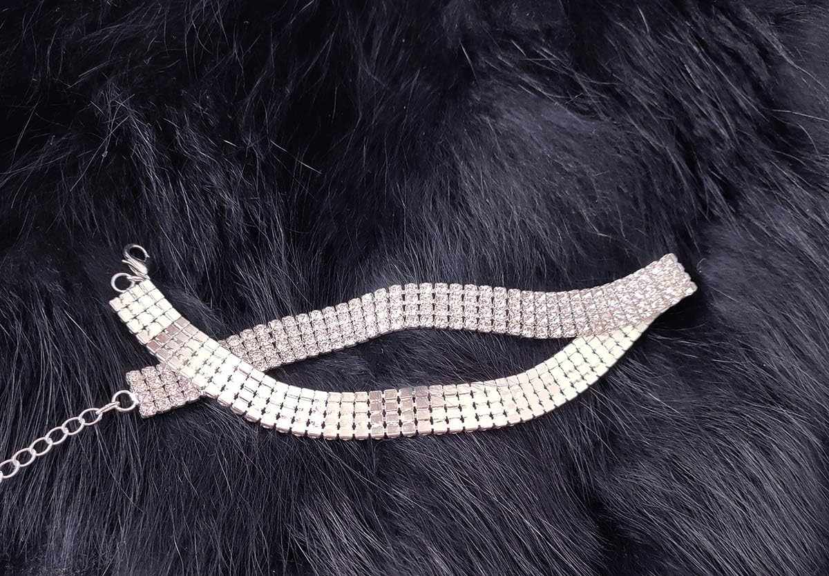 Rhinestone Choker Necklaces Silver Sparkly Diamond Choker Crystal Necklace for Women - Image 4