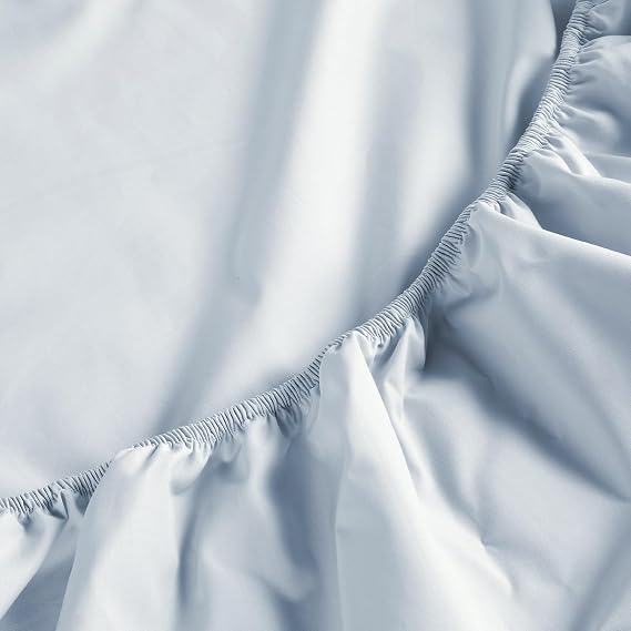 Christy 200TC Organic Double Fitted Sheet | Classic Blue | 100% Certified Organic Cotton Bedding | Super Soft and Smooth Bed Linen