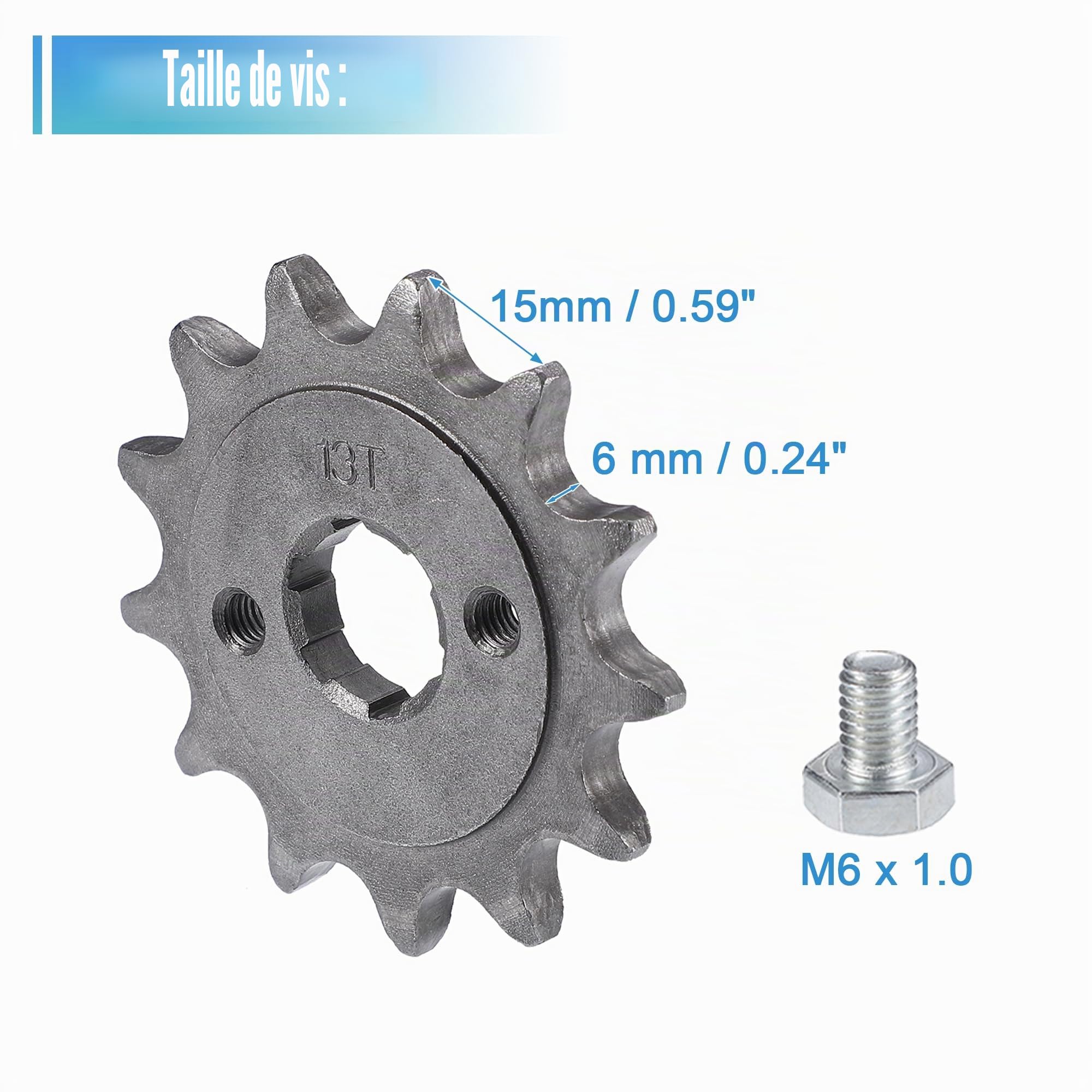 X AUTOHAUX 1 ensemble 520 Style 13 dents 20 mm ID Moto Avant Moteur Pignon Fit pour 50cc 70cc 110cc 125cc Moto Dirt Pit Bike Mini Bike ATV