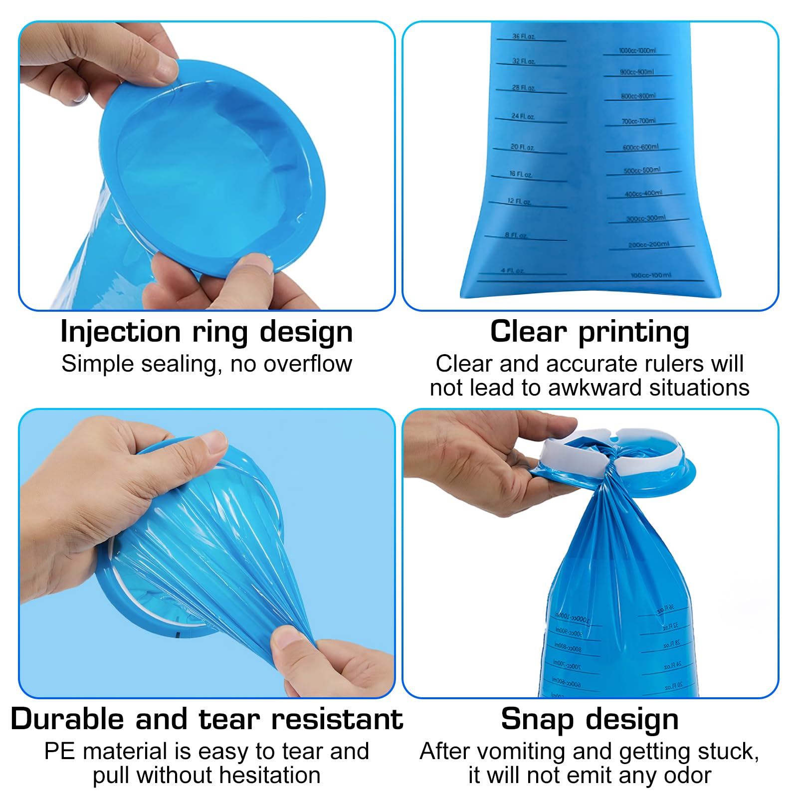50 stuks spuugzakken met mondstuk - ondoorzichtig - hoge inhoud - breekzak poepzak opvangzak spuugzak (50)… (Blue 25pcs