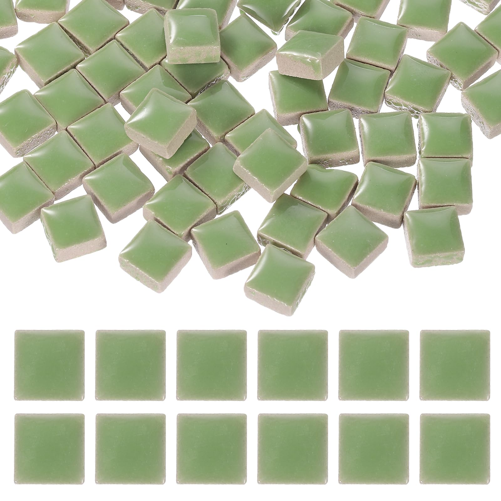 sourcing map 9mm Square Mosaic Tiles 300g Ceramic Emerald Green