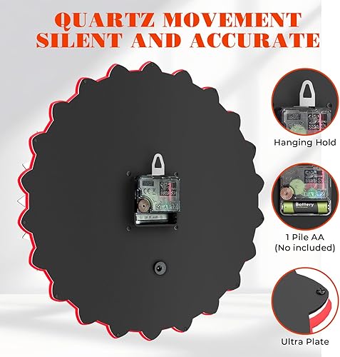 Miniatura 6 de Reloj de pared neón de 12 pulgadas, diseño retro de tapas de cerveza y gráficos de peces de bajo de bandera de EE. UU., llamativo brillo 3D,