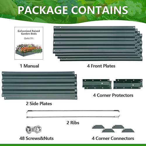 Miniatura 6 de Camas de jardín elevadas galvanizadas para exteriores, tamaño grande, 6 x 3 x 1 pies, caja de metal de acero para flores, verduras, frutas, hierbas,