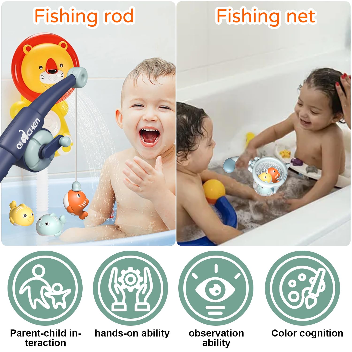 Gioco Da Bagno Per Bambini - Set Pesca Magnetica Con Pistole Acqua, Per 1-3 Anni, 7 Pesci Colorati - Foto 5