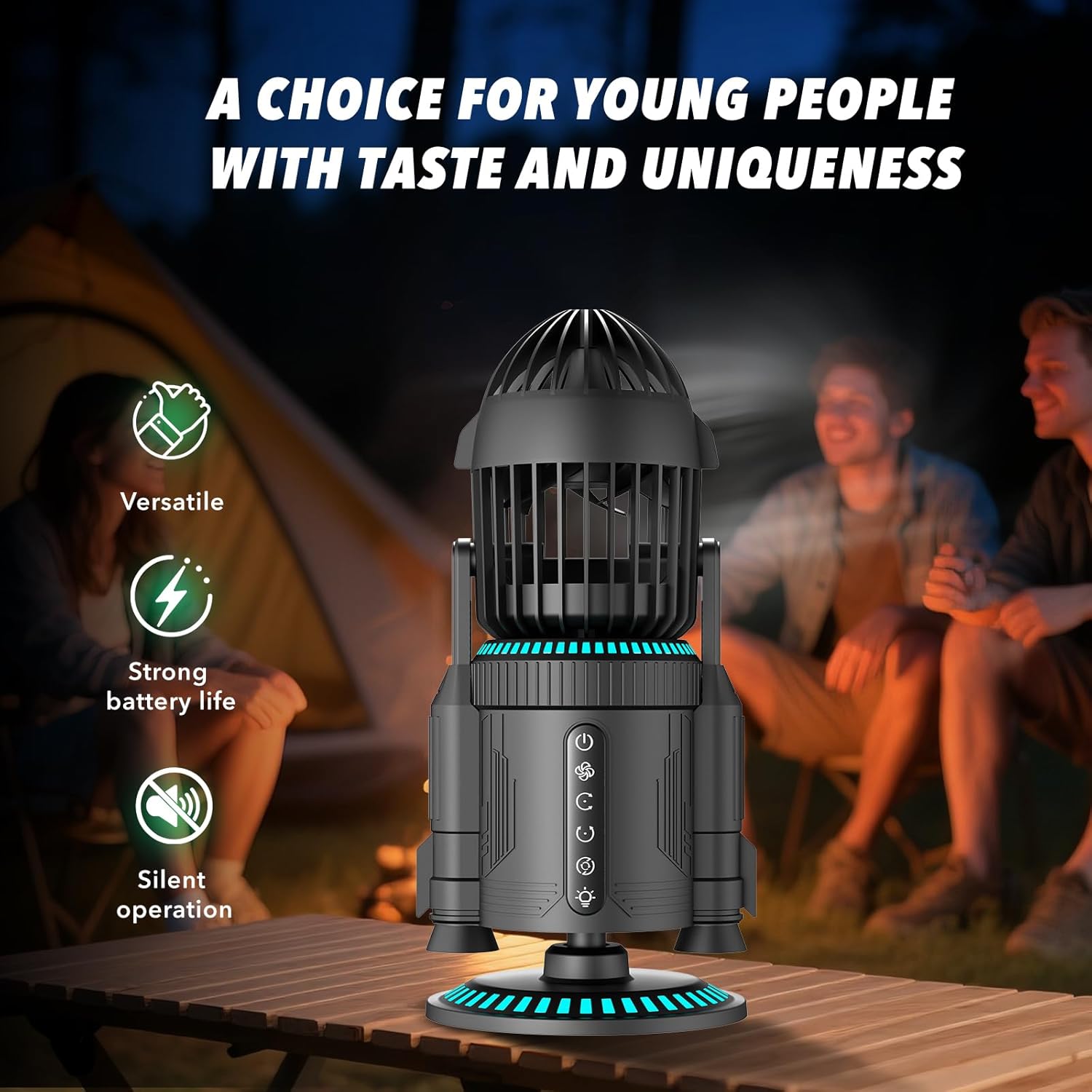 Desktop Air Circulator Fan with 110° Vertical & 135° Horizontal Auto Oscillation,5000mAh,RGB Ambient Light & Mist Spray,Quiet USB Desk Fan for Bedroom Office Study