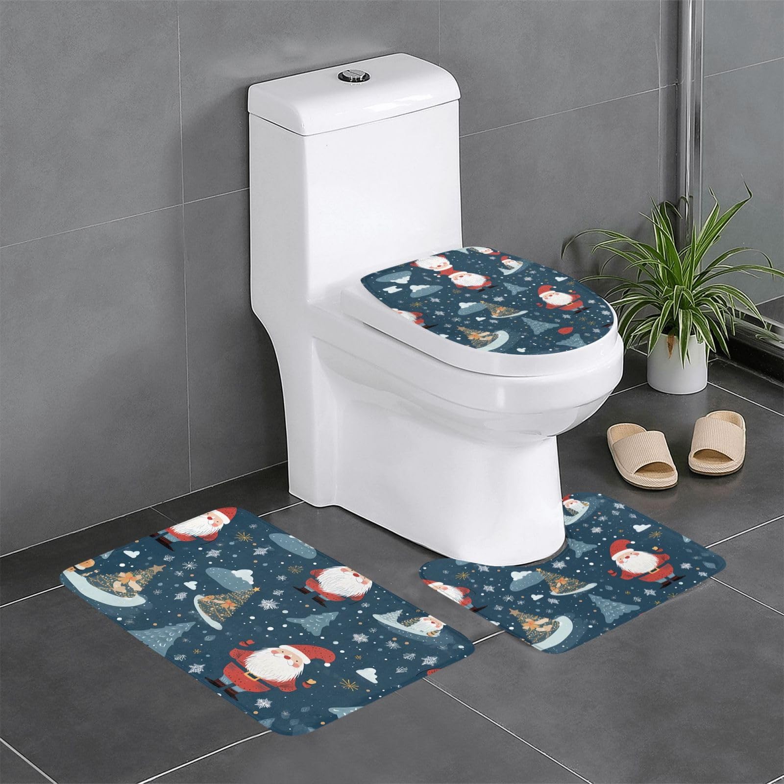Tapis de salle de bain Père Noël pour réveiller la magie d'hiver aux WC